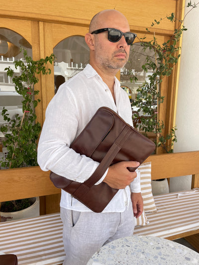 EXECUTIVE KOYU KAHVE BÜYÜK LAPTOP ÇANTASI 16 inç