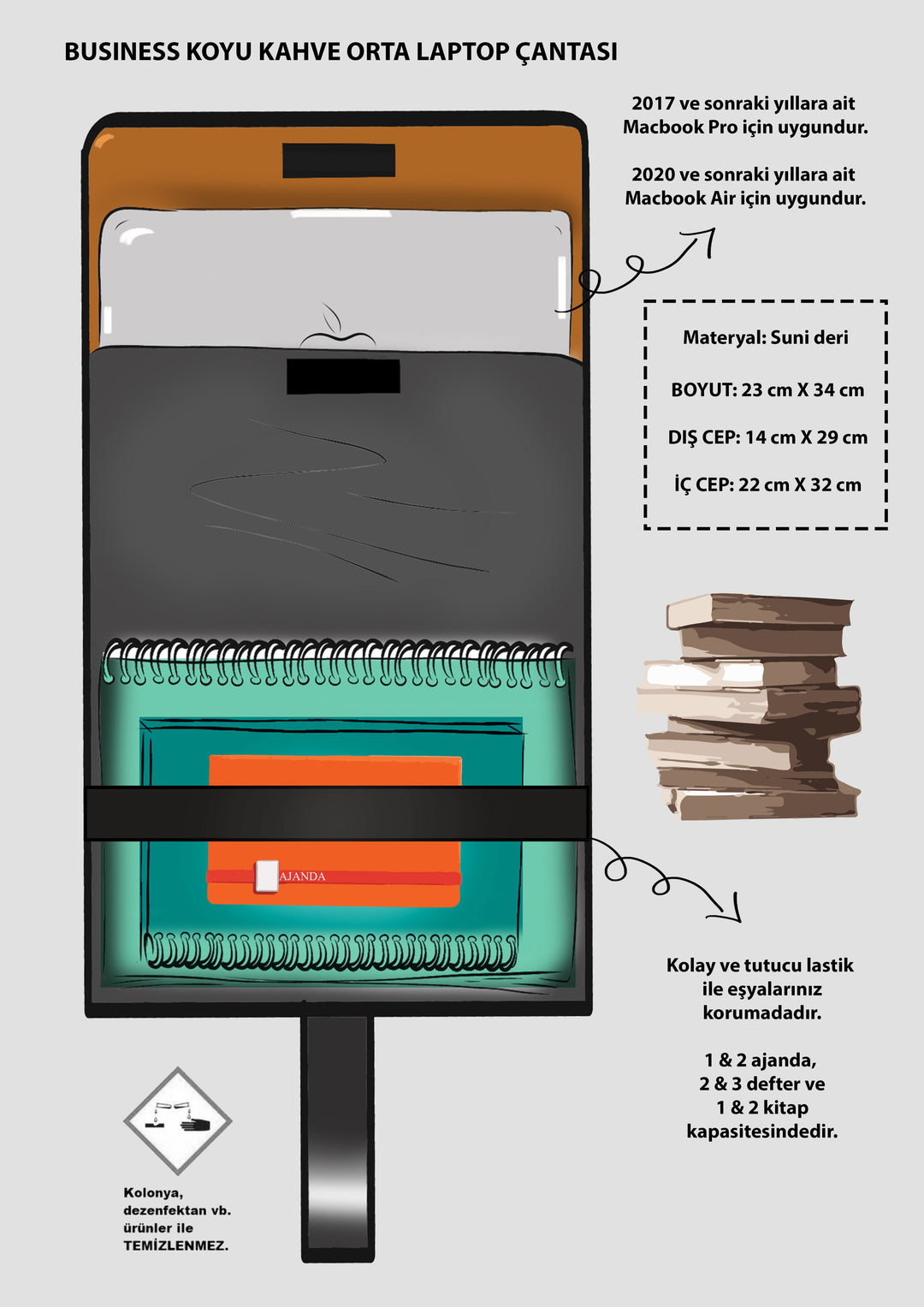 パックまとめ売り Business Koyu Kahve Macbook Çantası 13 inç | OZPACK